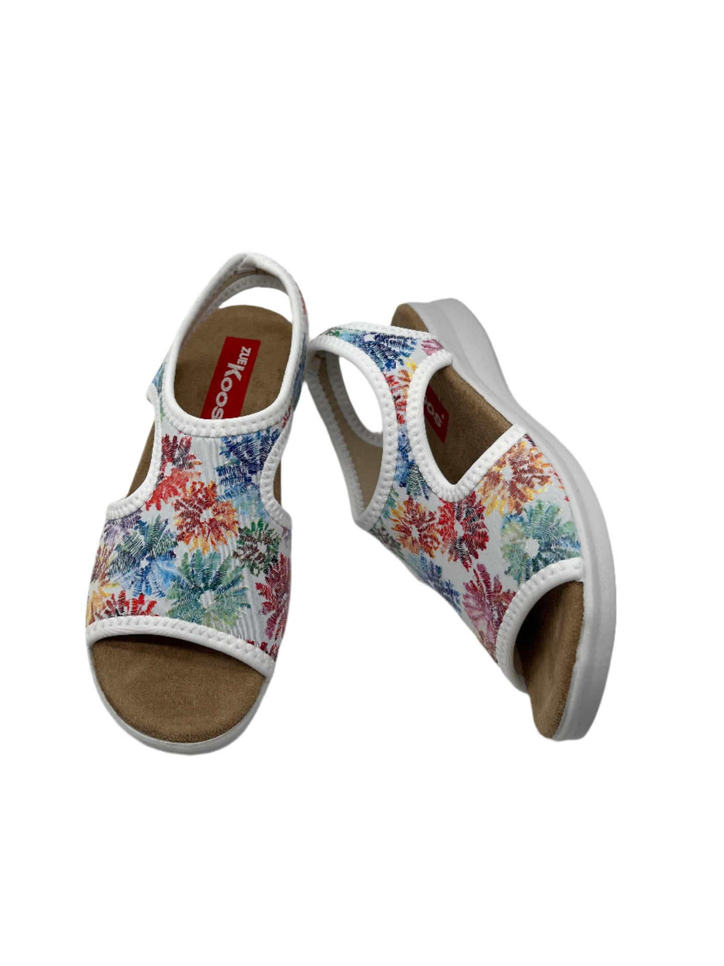 Zuekoos 8030.17 White Floral Stretch Sandals