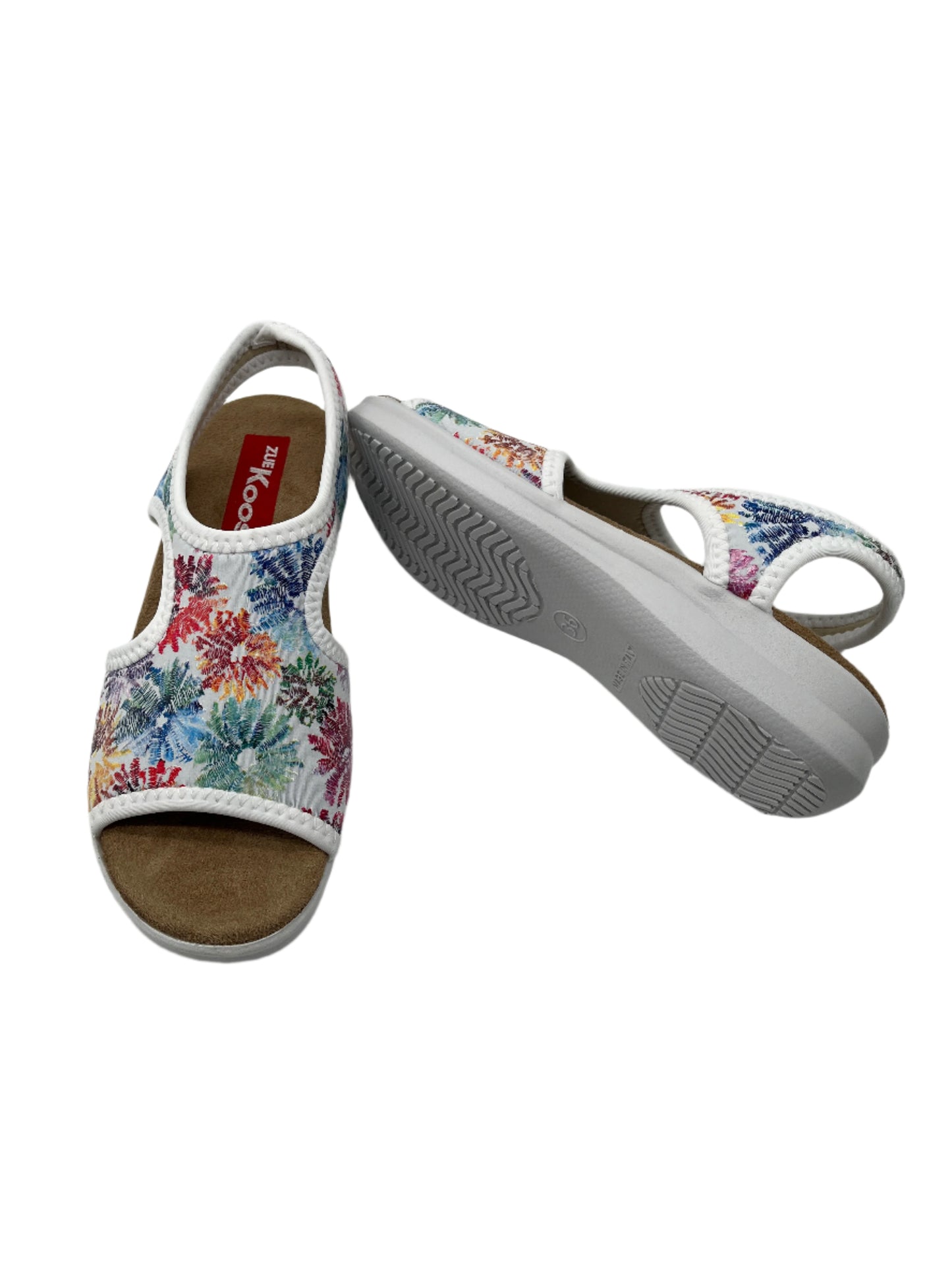 Zuekoos 8030.17 White Floral Stretch Sandals