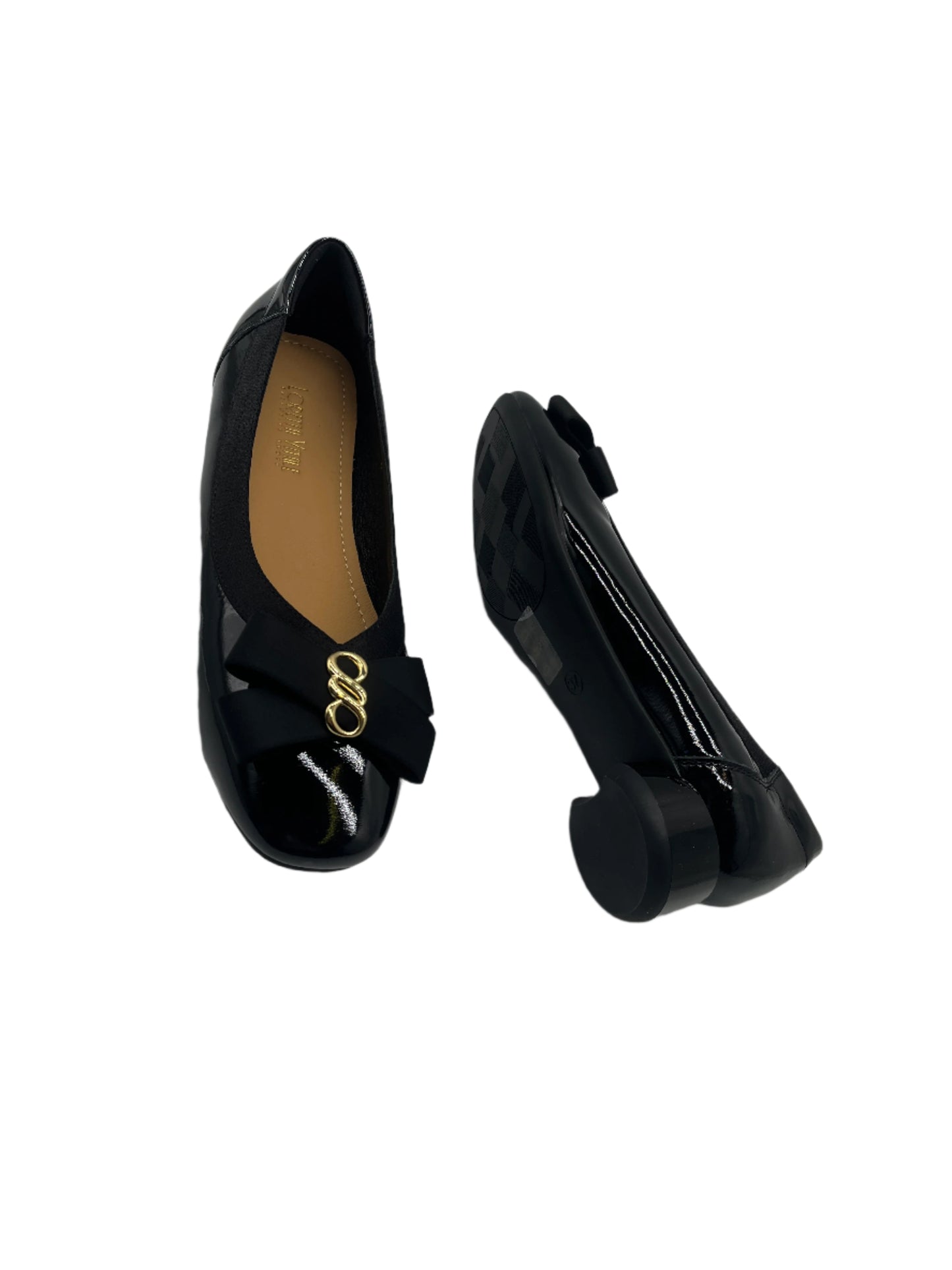 Loretta Vitale W5314 Black Patent & Bow Slip On Shoes