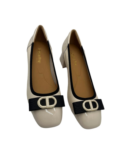 Loretta Vitale W5308 Cream Black Bow & Trim Slip On Shoes