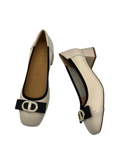 Loretta Vitale W5308 Cream Black Bow & Trim Slip On Shoes