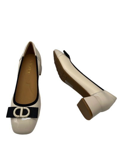 Loretta Vitale W5308 Cream Black Bow & Trim Slip On Shoes