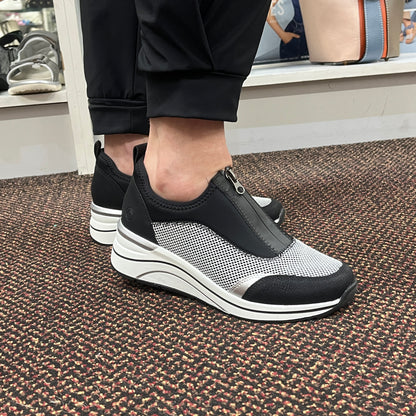 Remonte D0T08-03 Black, White & Silver Combi H Fit Front Zip Shoes