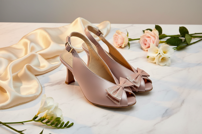 Emis S8497/218 624/492 Pink Slingback Heels with Peep Toe