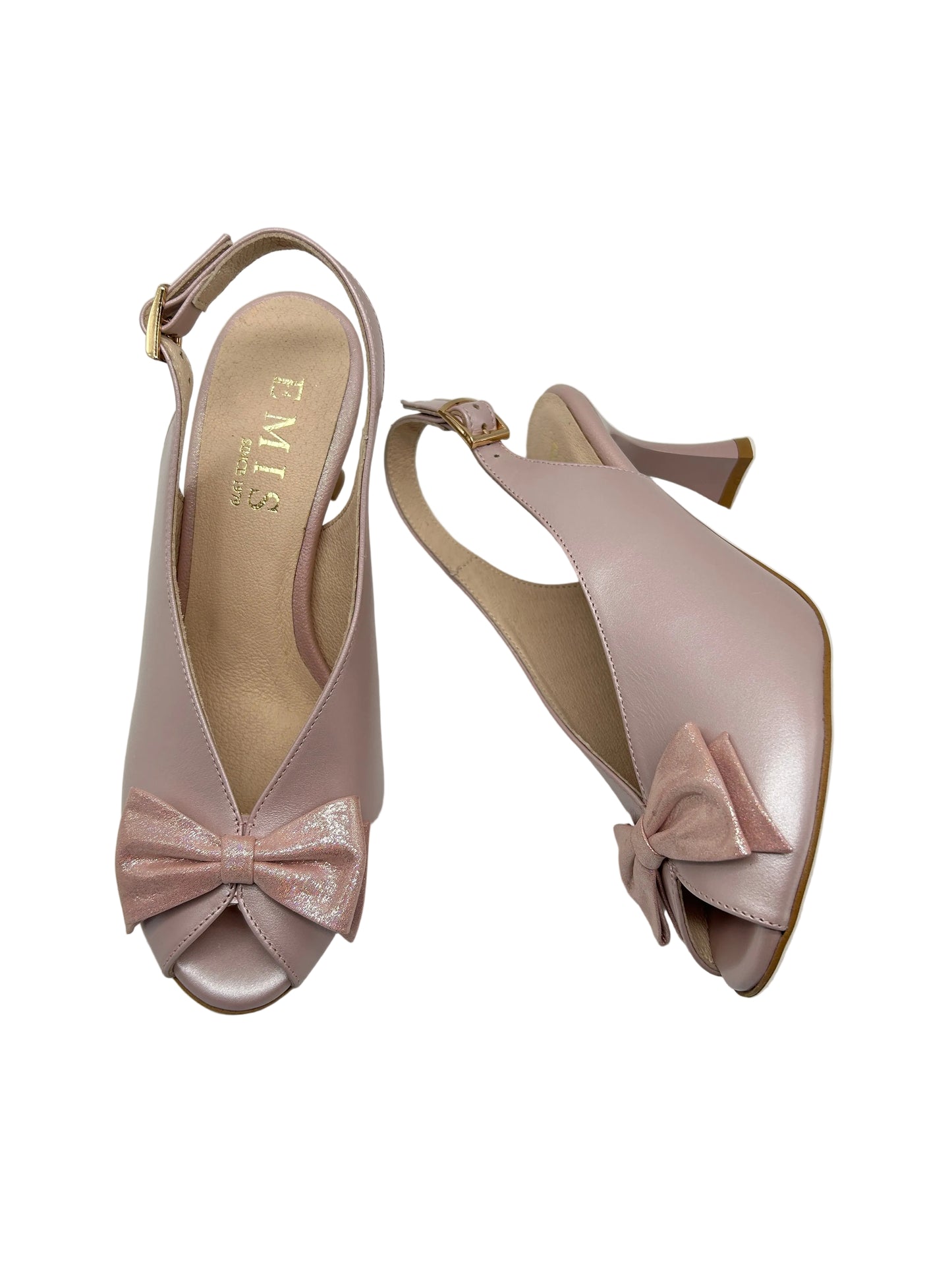 Emis S8497/218 624/492 Pink Slingback Heels with Peep Toe