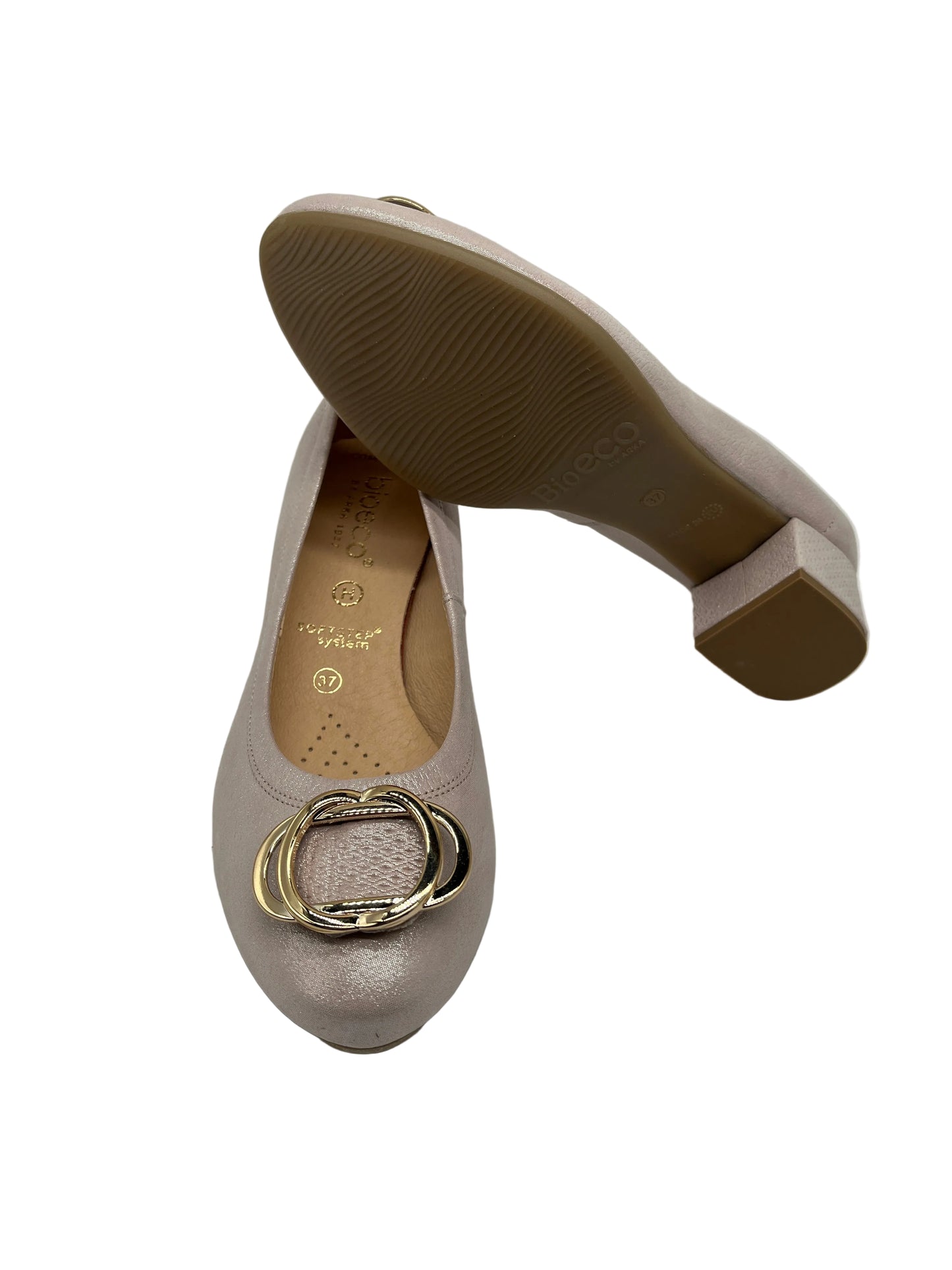 Bioeco by Arka 6415 2067+2763+1315 Metallic Pink Leather H Fit Block Heels