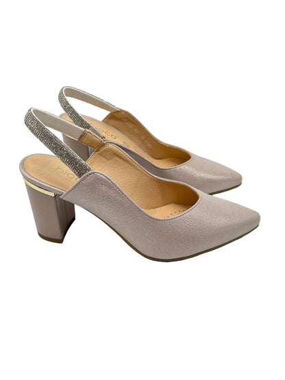 Bioeco by Arka 4186 2067+1661 Metallic Pink Shimmer Block Heels with Diamonte Strap