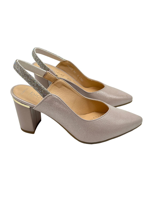 Bioeco by Arka 4186 2067+1661 Metallic Pink Shimmer Block Heels with Diamonte Strap