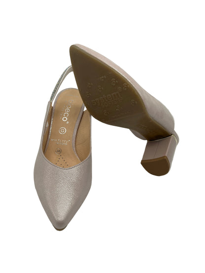 Bioeco by Arka 4186 2067+1661 Metallic Pink Shimmer Block Heels with Diamonte Strap