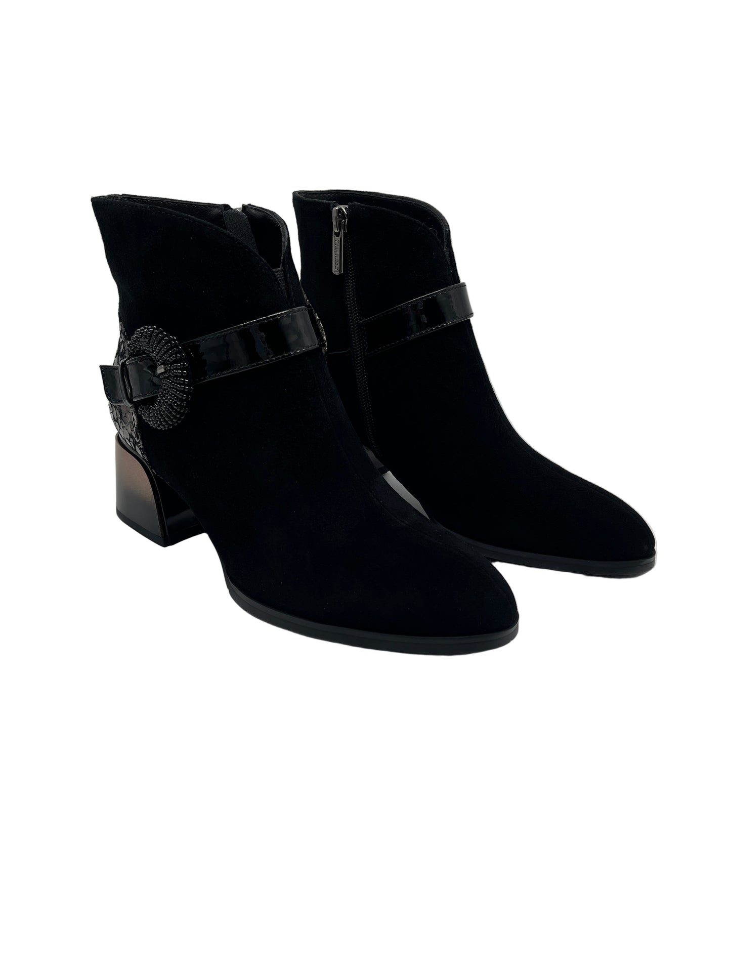 Loretta Vitale C3849A Black Suede Ankle Boots with Ombre Heel