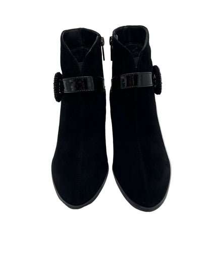Loretta Vitale C3849A Black Suede Ankle Boots with Ombre Heel