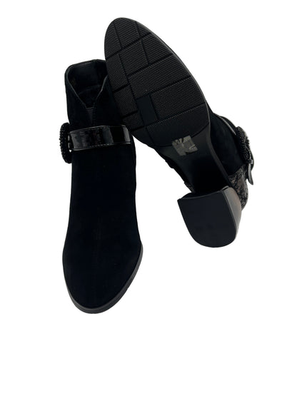 Loretta Vitale C3849A Black Suede Ankle Boots with Ombre Heel