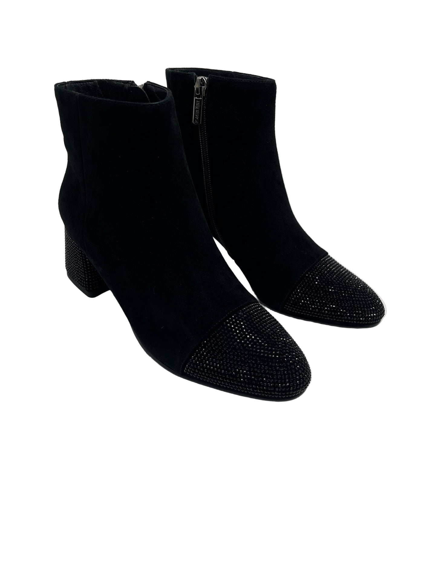 Loretta Vitale C1507 Black Suede & Sparkle Toe & Heel Ankle Boots