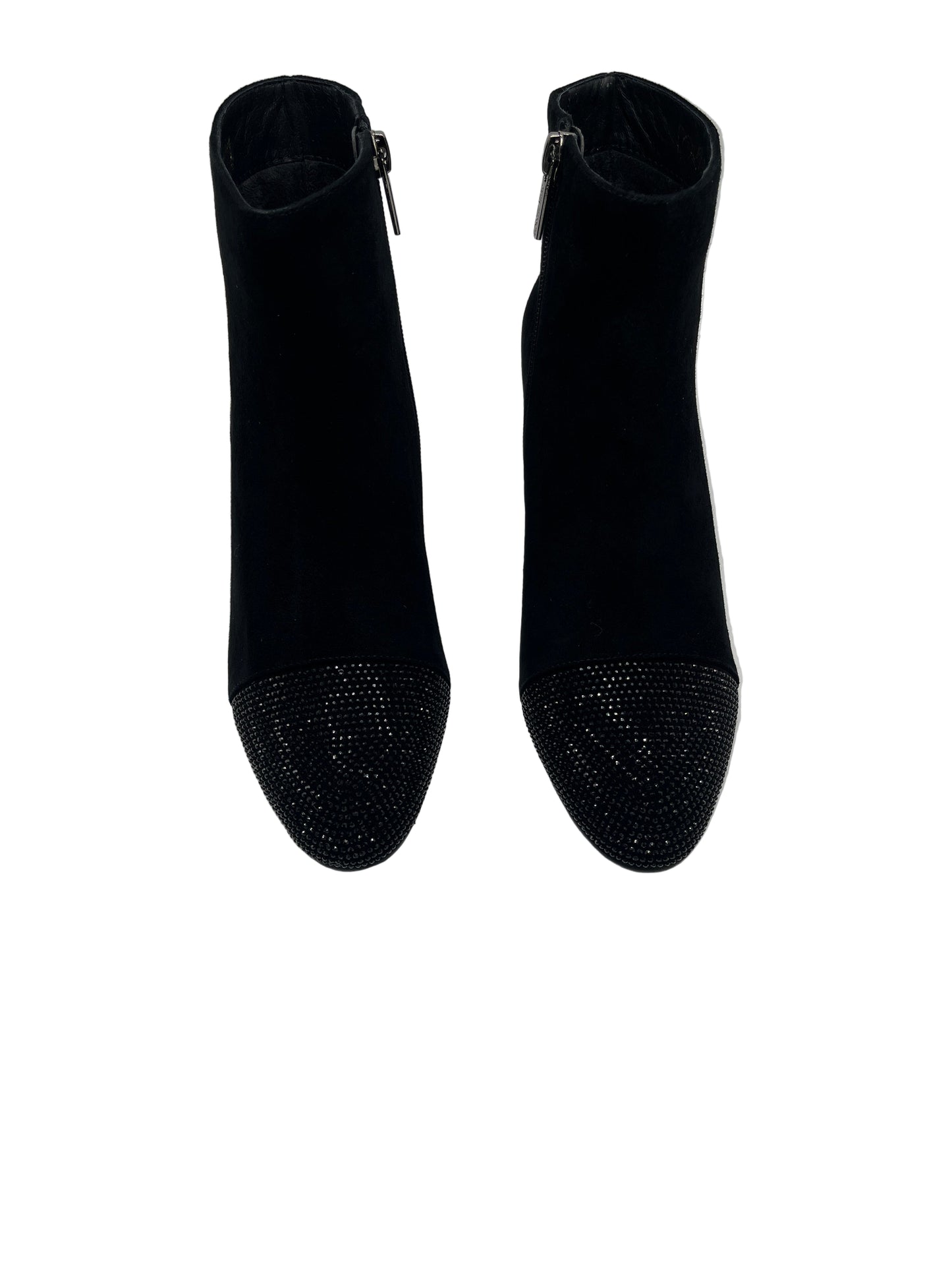 Loretta Vitale C1507 Black Suede & Sparkle Toe & Heel Ankle Boots