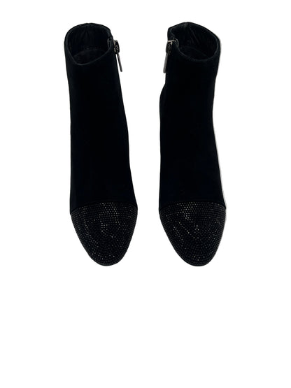 Loretta Vitale C1507 Black Suede & Sparkle Toe & Heel Ankle Boots