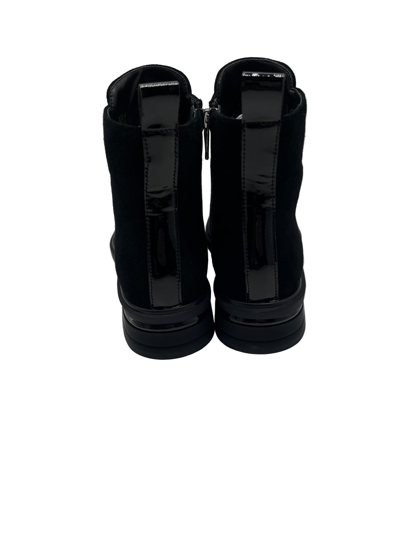 Loretta Vitale C3896 Black Ankle Boots with Patent Toe & Chain Detail