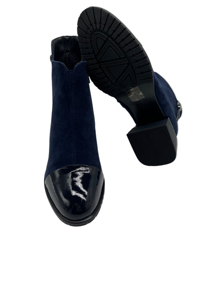 Loretta Vitale C3865C Navy Suede Ankle Boots with Patent Toe