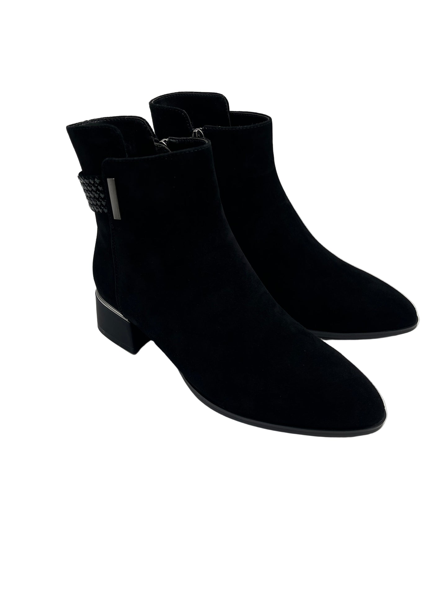 Loretta Vitale C9673 Black Suede Ankle Boots with Sparkle Back