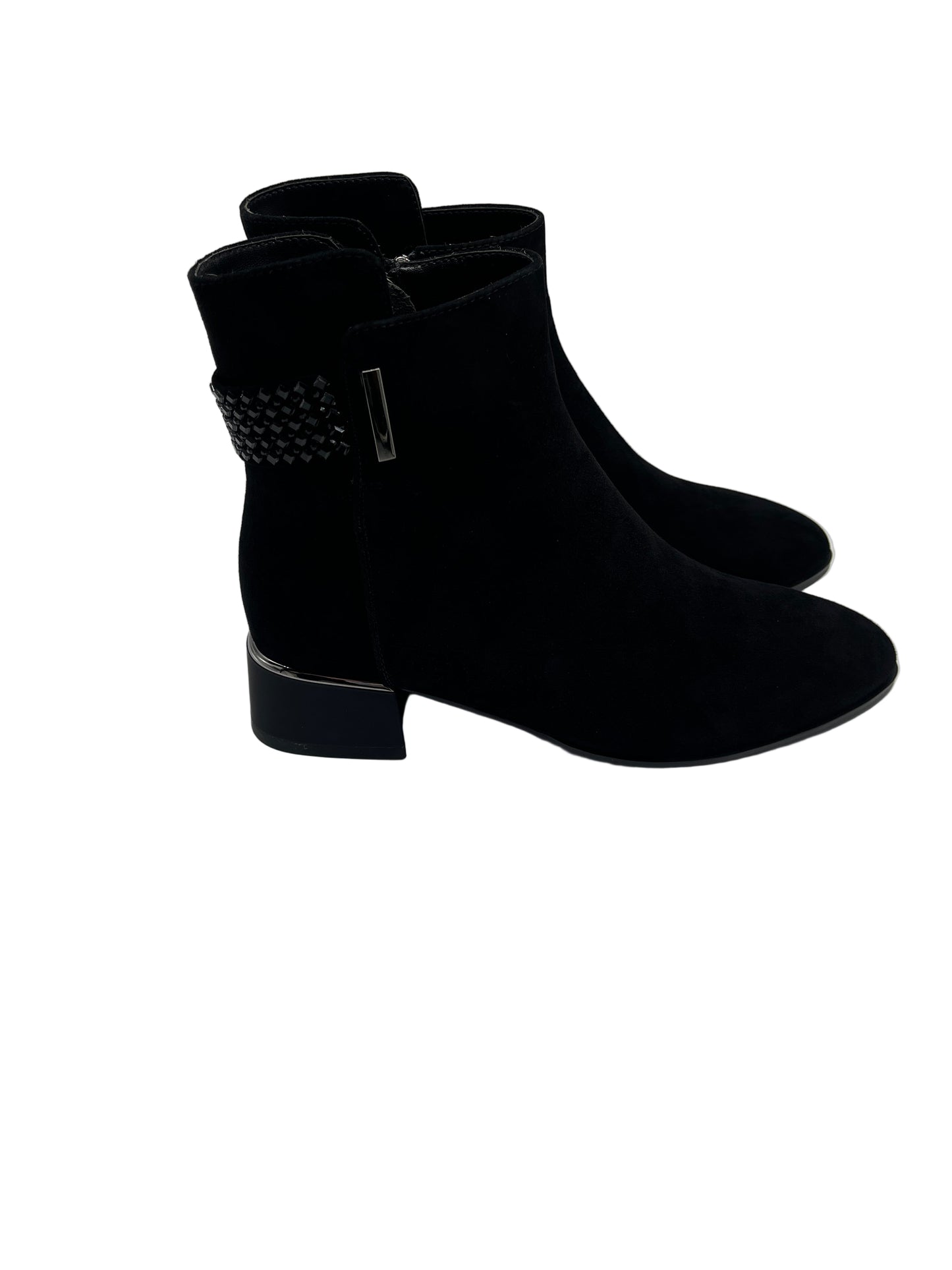 Loretta Vitale C9673 Black Suede Ankle Boots with Sparkle Back