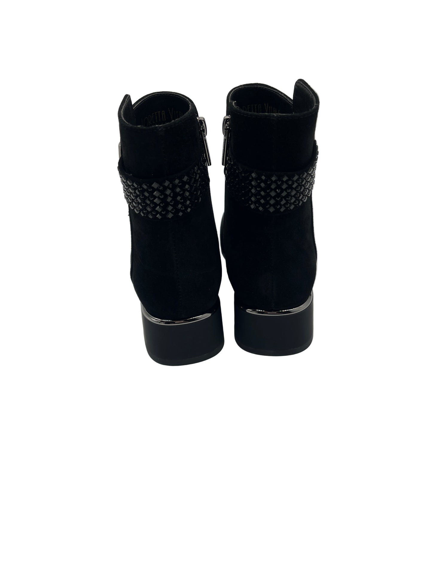 Loretta Vitale C9673 Black Suede Ankle Boots with Sparkle Back
