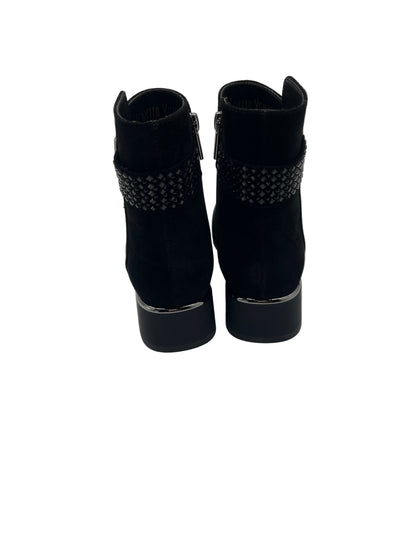 Loretta Vitale C9673 Black Suede Ankle Boots with Sparkle Back
