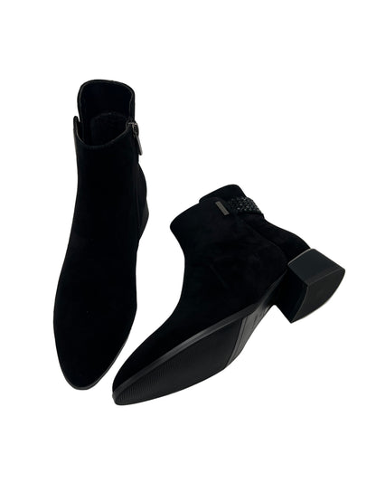 Loretta Vitale C9673 Black Suede Ankle Boots with Sparkle Back