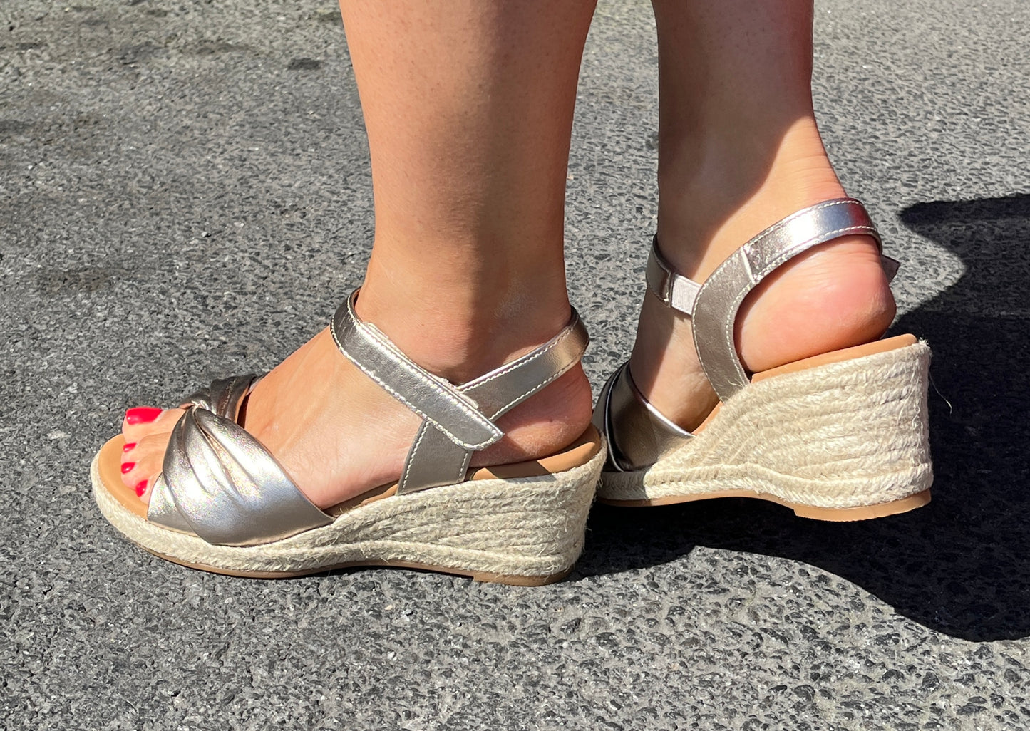 Gabor Comfort 62.712.82 G Fit Gold Wedge Sandals with Slingback Strap
