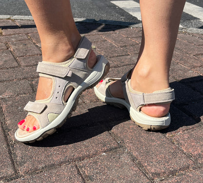 Rohde 5380 14 Natural Beige Velcro Sandals with Slingback Strap