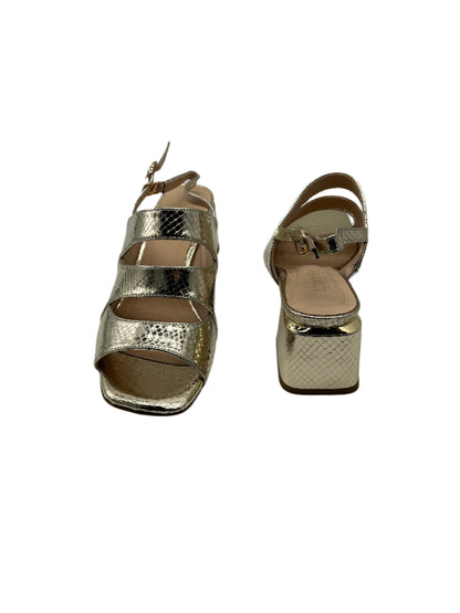 Loretta Vitale C3829 Gold Block Heel Slingback Sandals