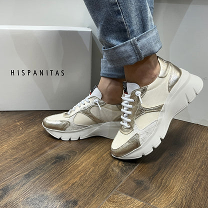 Hispanitas CHV253819 Gold, White & Cream Sneakers