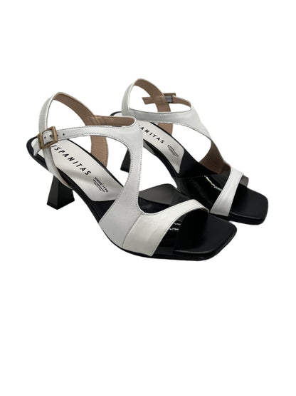 Hispanitas HV253913 White & Black Heeled Slingback Sandals