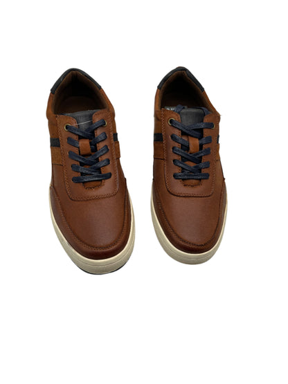 Ninety 78 NTY051 Tan Brown Nubuck Lace Shoes with Navy Heel