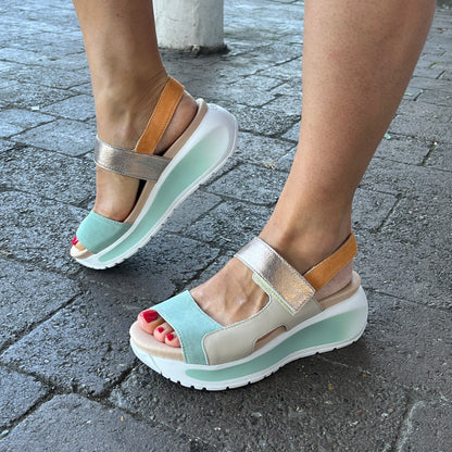 Callaghan 35200 Mint Multi Velcro Sandals with Slingback Strap