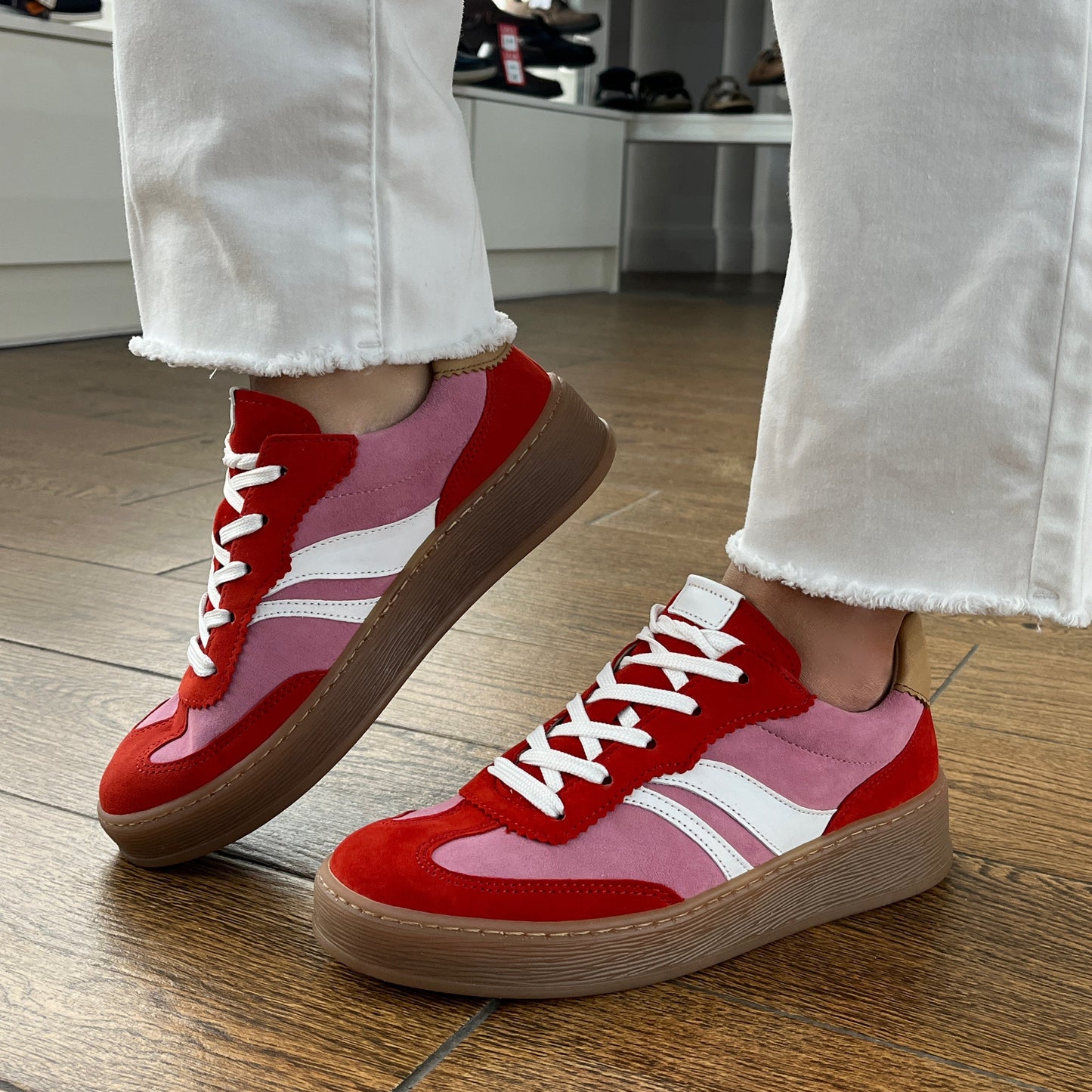 Gabor Comfort 86.475.48 Soft Pink & Red Combi G Fit Trainers