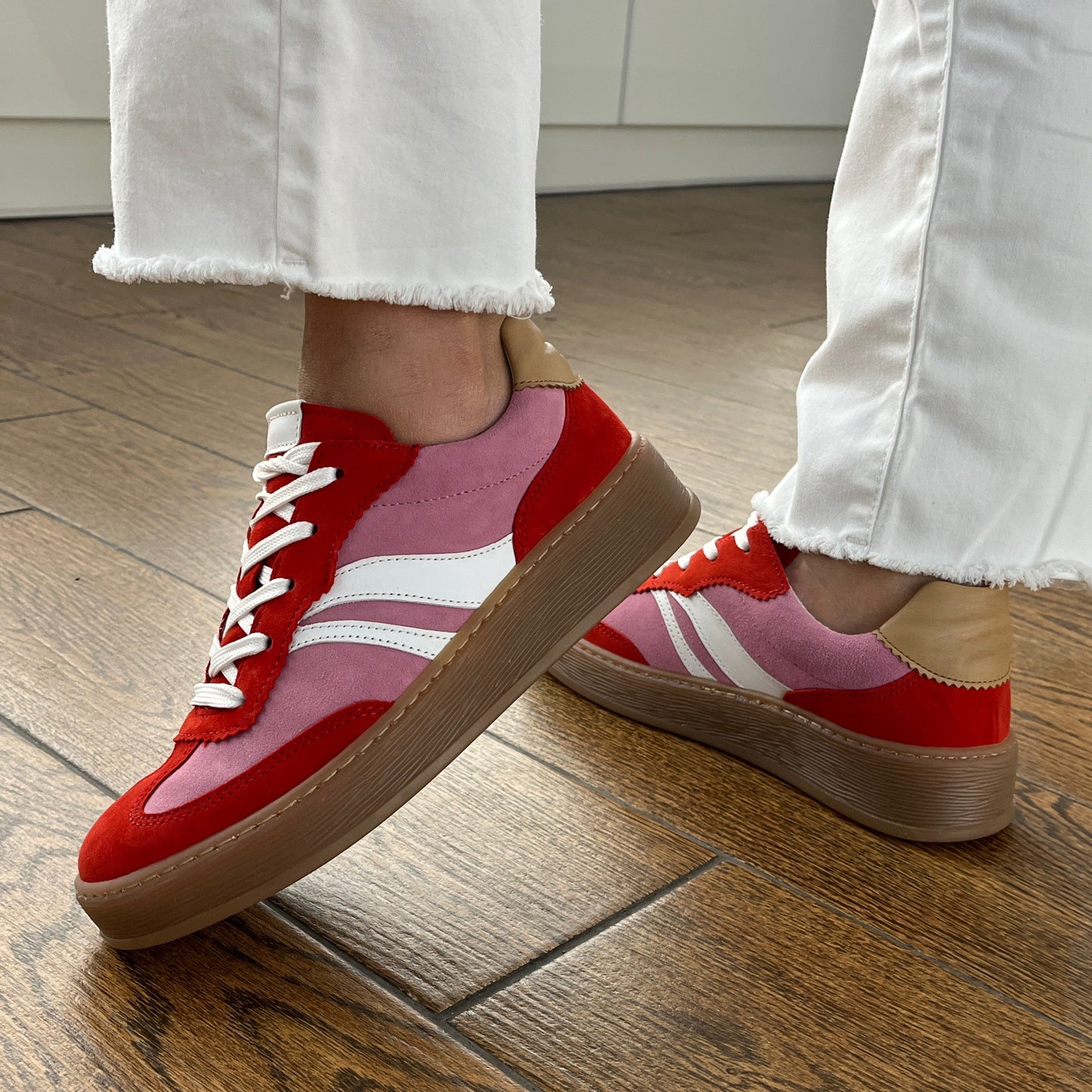 Gabor Comfort 86.475.48 Soft Pink & Red Combi G Fit Trainers