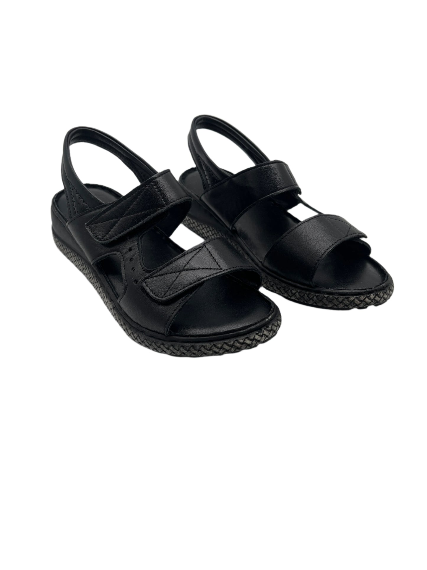 ZueKoos 200 Siyah Capri Black Velcro Sandals with Slingback Strap