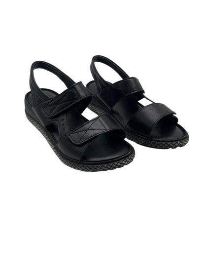 ZueKoos 200 Siyah Capri Black Velcro Sandals with Slingback Strap