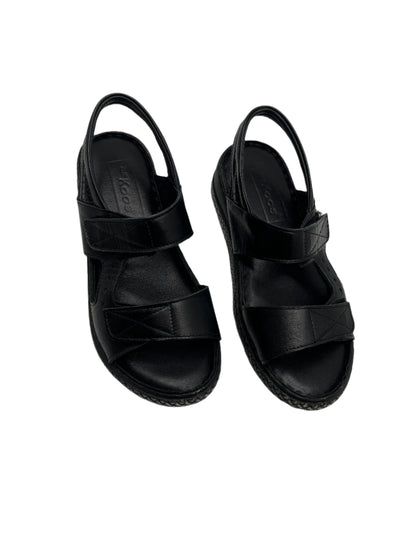 ZueKoos 200 Siyah Capri Black Velcro Sandals with Slingback Strap
