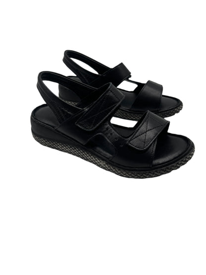 ZueKoos 200 Siyah Capri Black Velcro Sandals with Slingback Strap
