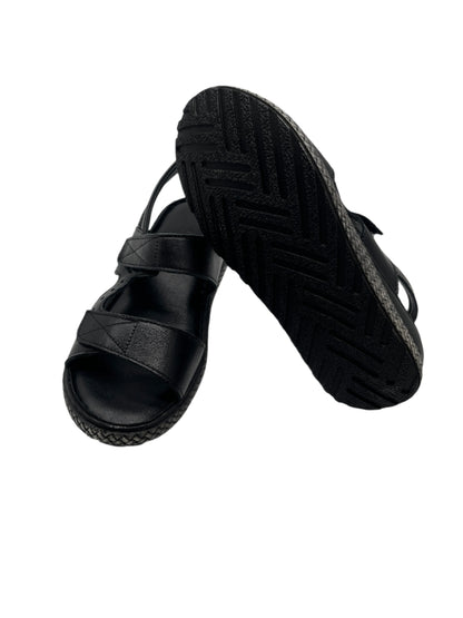 ZueKoos 200 Siyah Capri Black Velcro Sandals with Slingback Strap