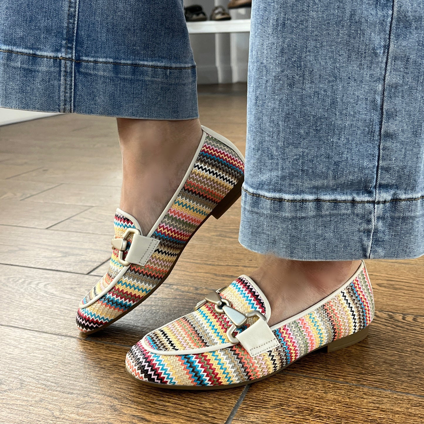 Gabor 85.214.41 Multicolour & Cream F Fit Slip On Loafers