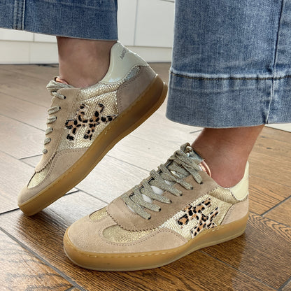 Another Trend A032C143 Platino Gold Reptile & Print Trainers