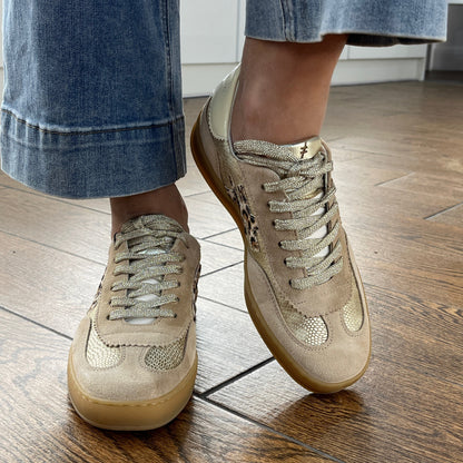 Another Trend A032C143 Platino Gold Reptile & Print Trainers