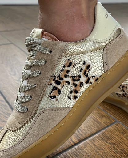 Another Trend A032C143 Platino Gold Reptile & Print Trainers