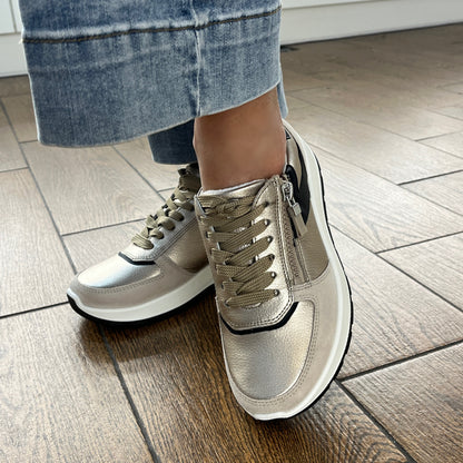 Ara 12-25112 08 New York H Fit Beige Metallic & Black Sneakers