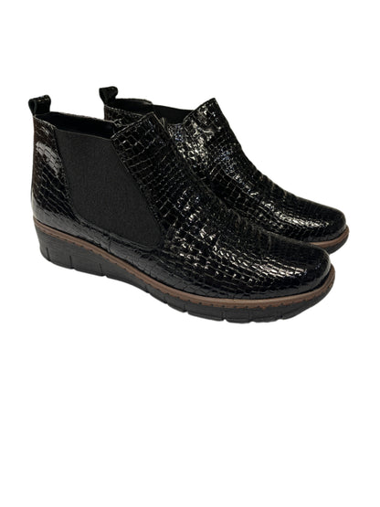 The Shoe Parlour by Phelan's Shoes 252-22 Black Patent Croc Ankle Boots