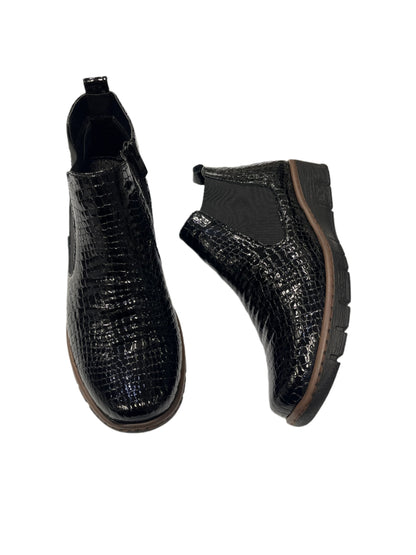 The Shoe Parlour by Phelan's Shoes 252-22 Black Patent Croc Ankle Boots