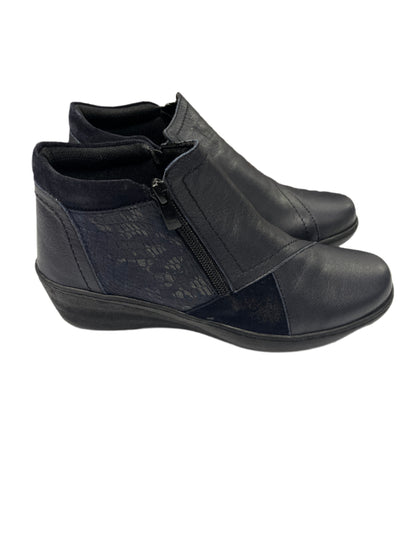 The Shoe Parlour by Phelan's Shoes 462-18 Navy Mix Side Zip Ankle Boots