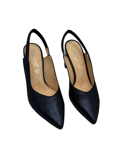 Bioeco by Arka 4186 2558+1290 Navy Shimmer Block Heels with Slingback Strap