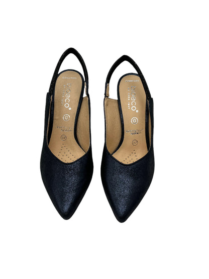 Bioeco by Arka 4186 2558+1290 Navy Shimmer Block Heels with Slingback Strap